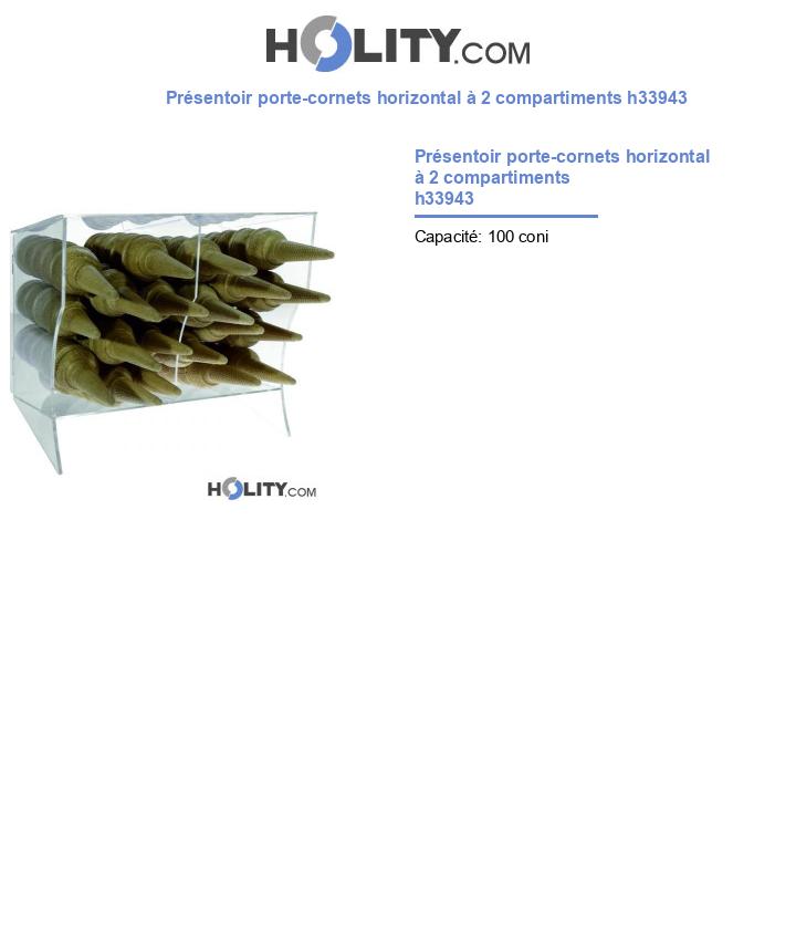 Présentoir porte-cornets horizontal à 2 compartiments h33943