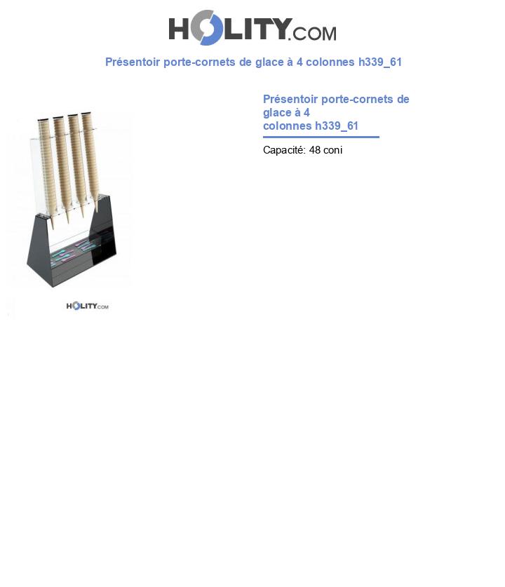 Présentoir porte-cornets de glace à 4 colonnes h339_61