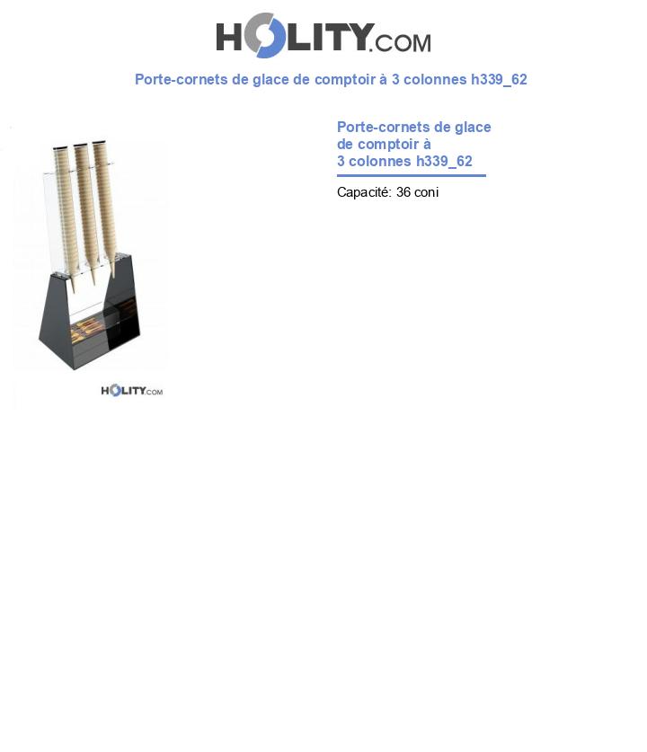 Porte-cornets de glace de comptoir à 3 colonnes h339_62