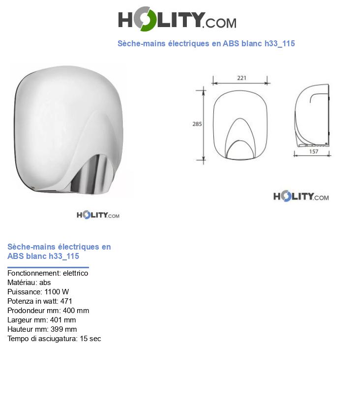 Sèche-mains électriques en ABS blanc h33_115