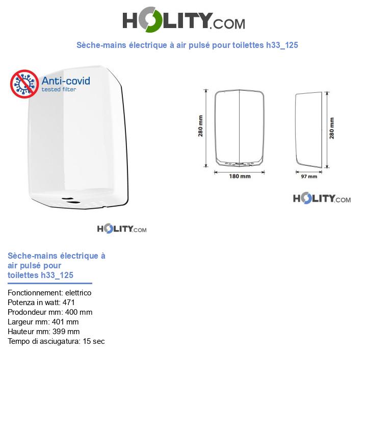 Sèche-mains électrique à air pulsé pour toilettes h33_125