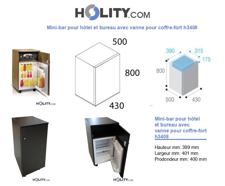 Mini-bar pour hôtel et bureau avec vanne pour coffre-fort h3408