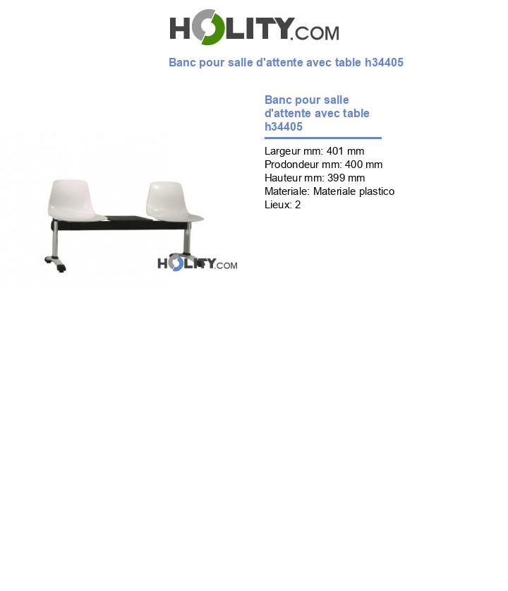 Banc pour salle d'attente avec table h34405