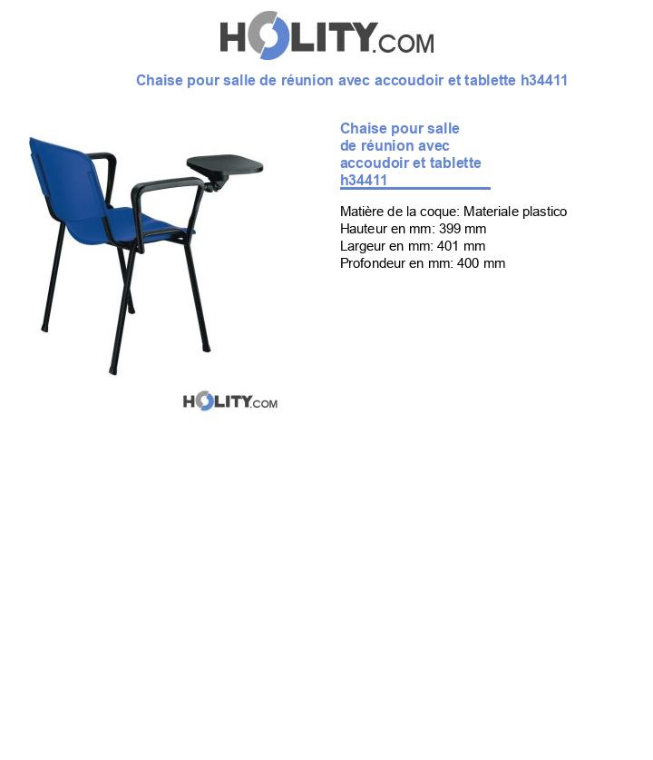 Chaise pour salle de réunion avec accoudoir et tablette h34411