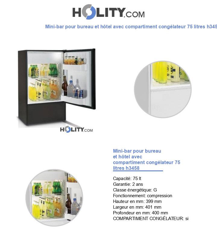 Mini-bar pour bureau et hôtel avec compartiment congélateur 75 litres h3458