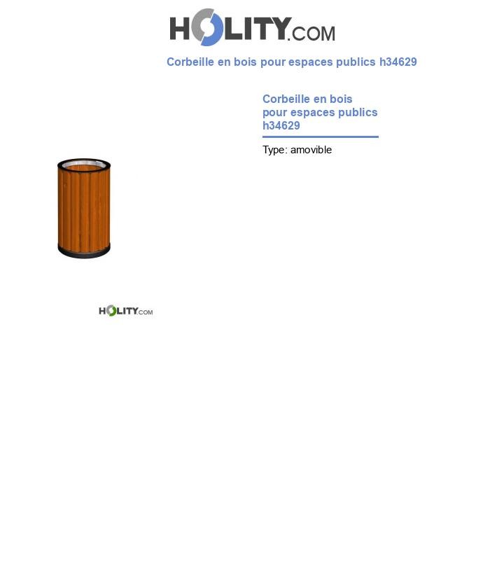 Corbeille en bois pour espaces publics h34629