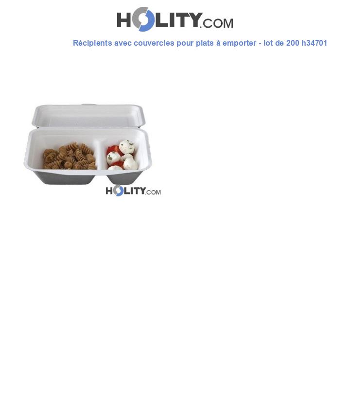 Récipients avec couvercles pour plats à emporter - lot de 200 h34701