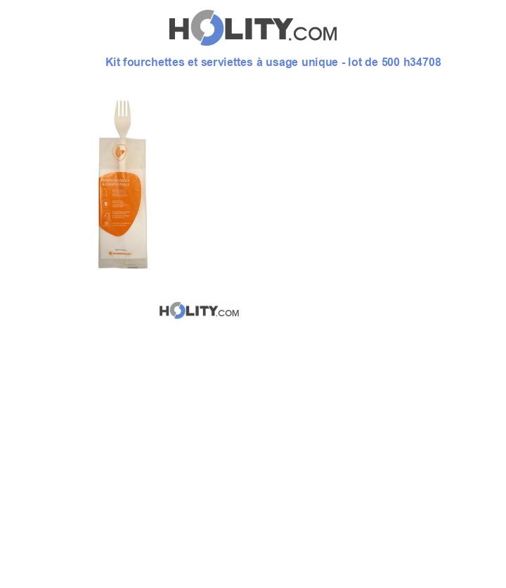 Kit fourchettes et serviettes à usage unique - lot de 500 h34708