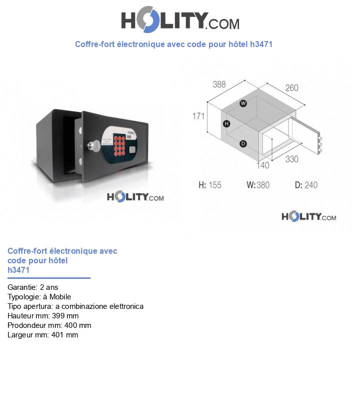 Coffre-fort électronique avec code pour hôtel h3471