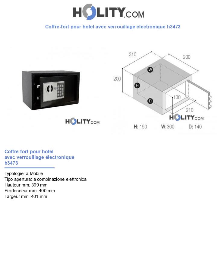Coffre-fort pour hotel avec verrouillage électronique h3473