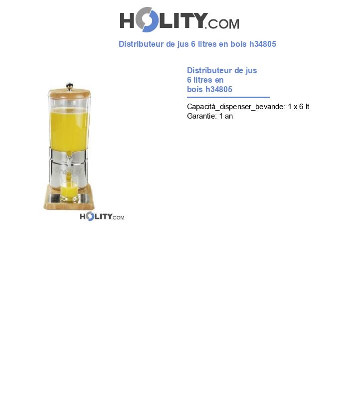 Distributeur de jus 6 litres en bois h34805