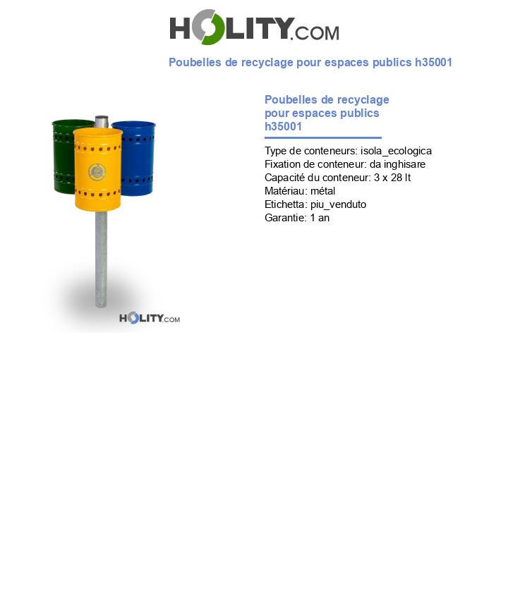 Poubelles de recyclage pour espaces publics h35001