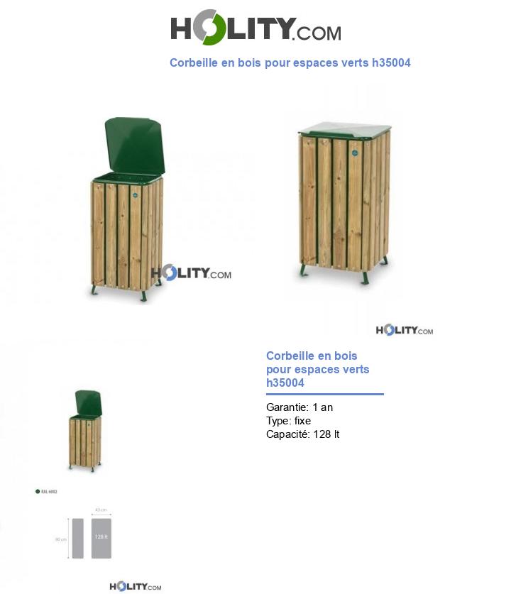 Corbeille en bois pour espaces verts h35004