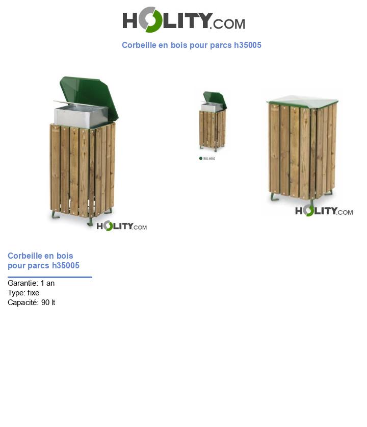 Corbeille en bois pour parcs h35005