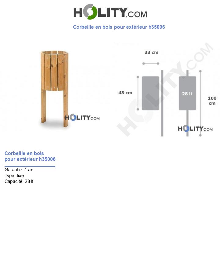 Corbeille en bois pour extérieur h35006