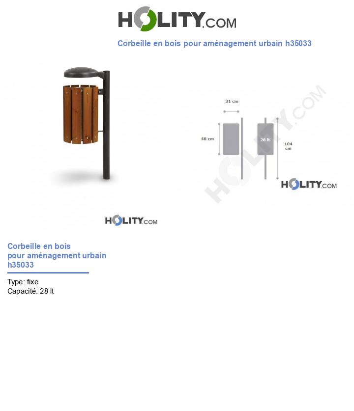 Corbeille en bois pour aménagement urbain h35033
