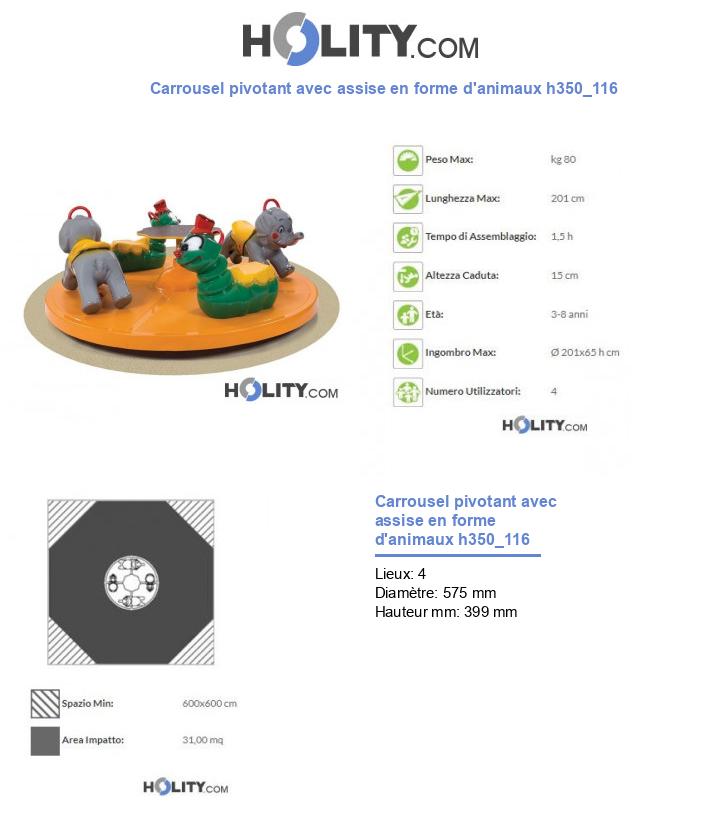 Carrousel pivotant avec assise en forme d'animaux h350_116