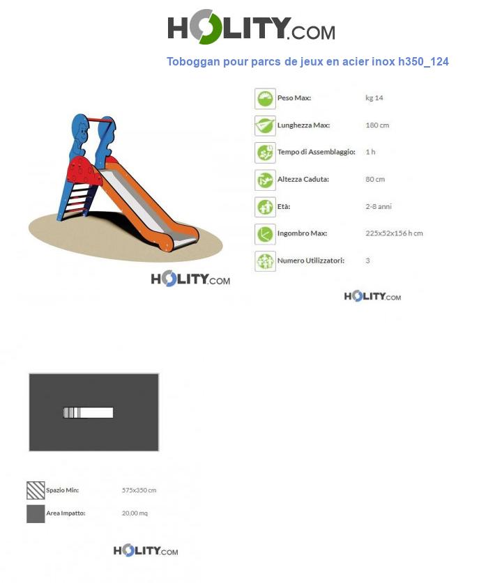 Toboggan pour parcs de jeux en acier inox h350_124