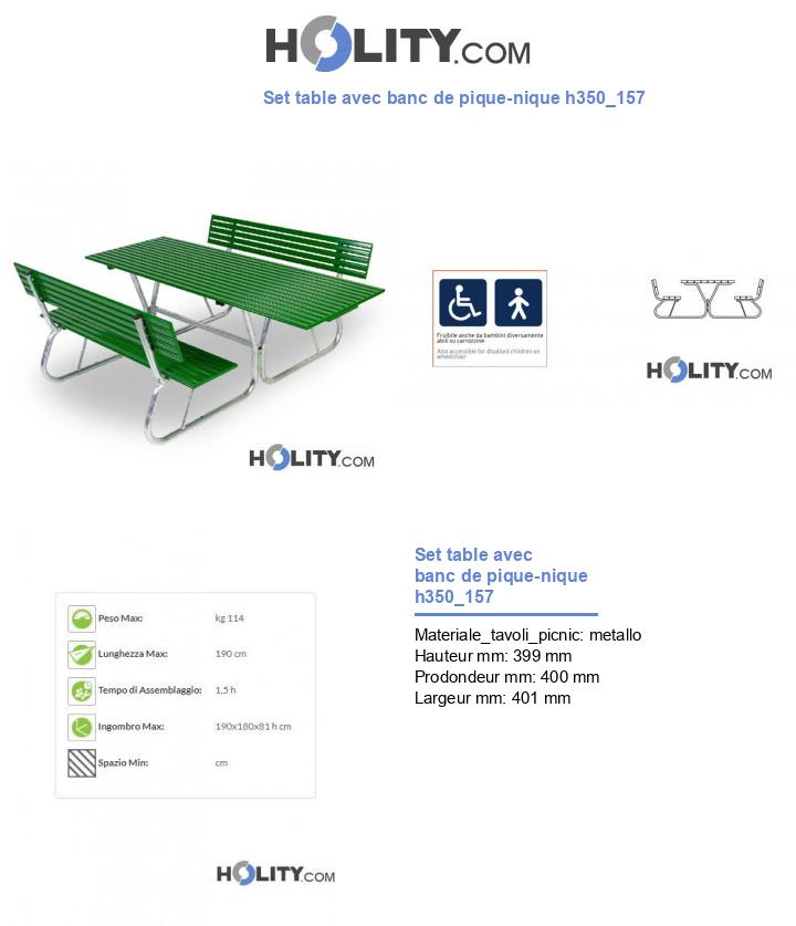 Set table avec banc de pique-nique h350_157
