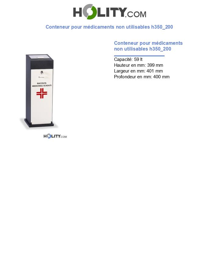 Conteneur pour médicaments non utilisables h350_200