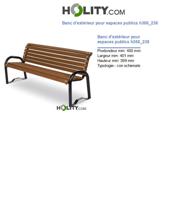 Banc d'extérieur pour espaces publics h350_238