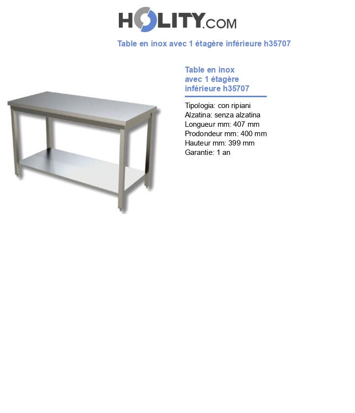 Table en inox avec 1 étagère inférieure h35707