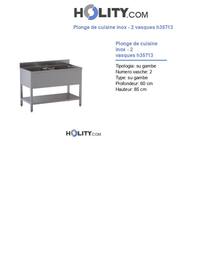 Plonge de cuisine inox - 2 vasques h35713