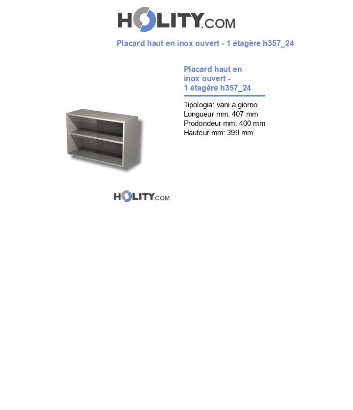 Placard haut en inox ouvert - 1 étagère h357_24