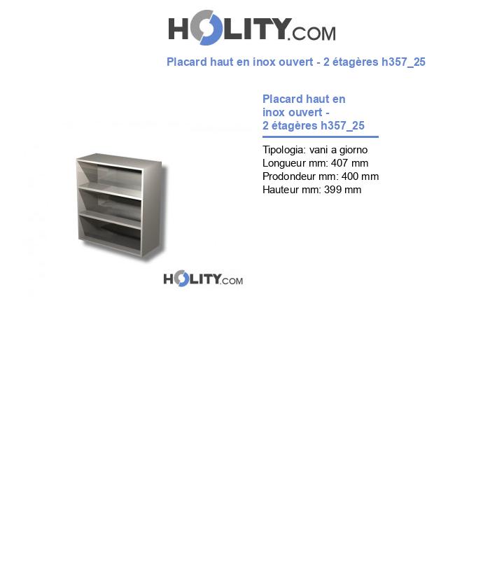 Placard haut en inox ouvert - 2 étagères h357_25