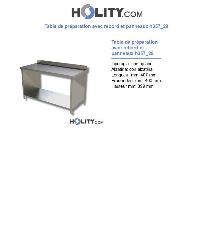 Table de préparation avec rebord et panneaux h357_28