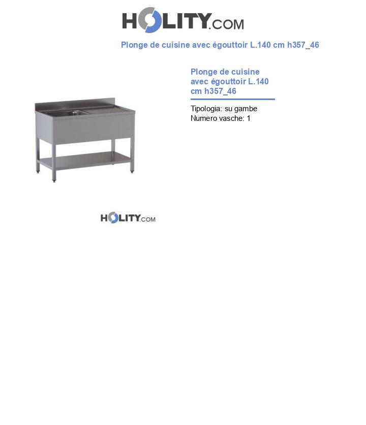 Plonge de cuisine avec égouttoir L.140 cm h357_46