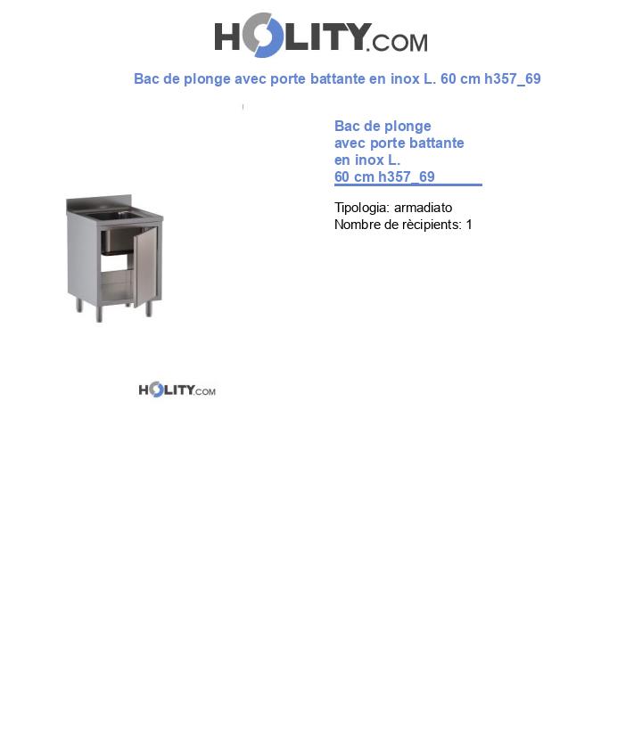 Bac de plonge avec porte battante en inox L. 60 cm h357_69