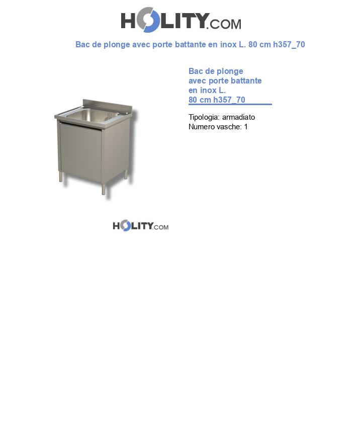 Bac de plonge avec porte battante en inox L. 80 cm h357_70