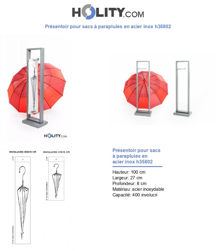 Présentoir pour sacs à parapluies en acier inox h35802