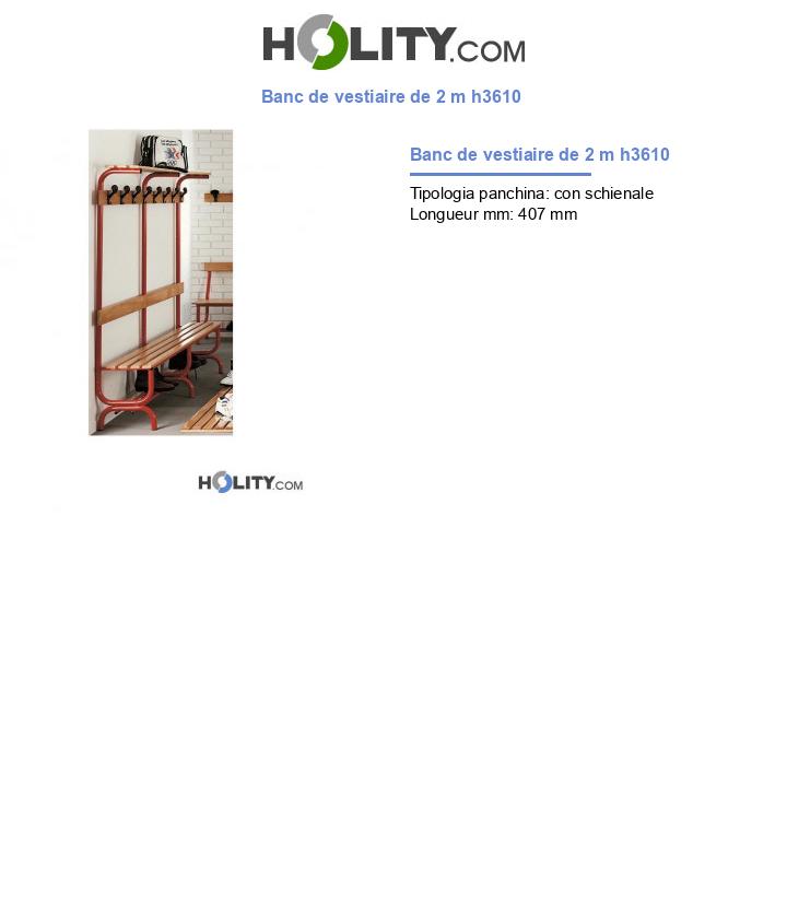 Banc de vestiaire de 2 m h3610