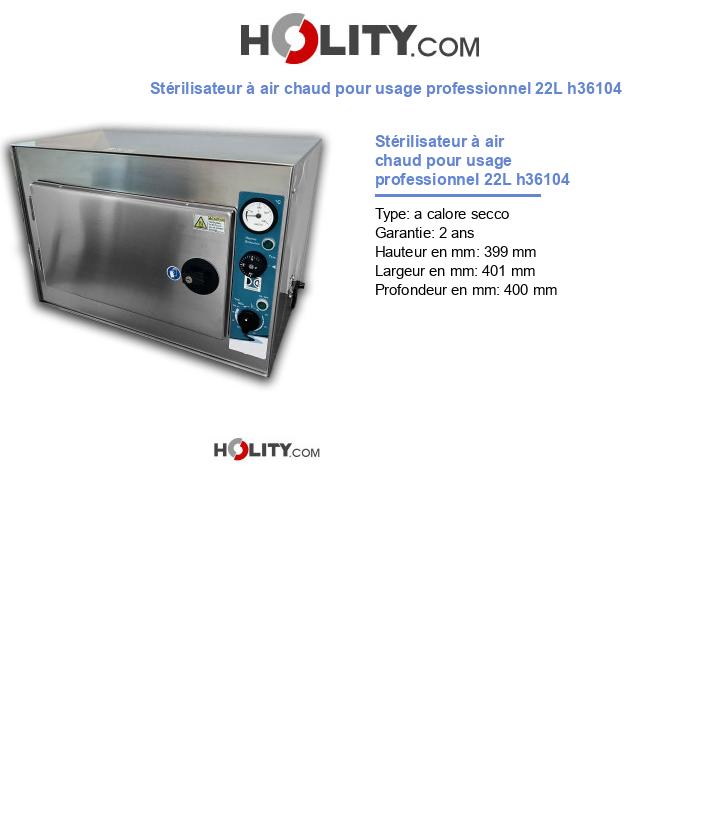 Stérilisateur à air chaud pour usage professionnel 22L h36104