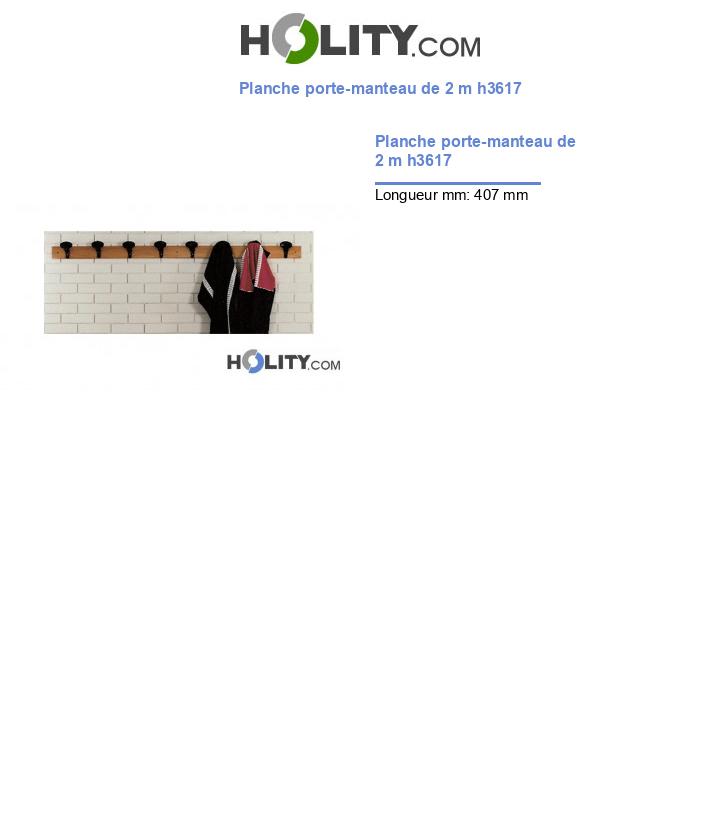 Planche porte-manteau de 2 m h3617