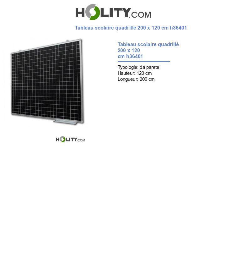 Tableau scolaire quadrillé 200 x 120 cm h36401