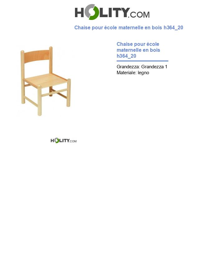 Chaise pour école maternelle en bois h364_20