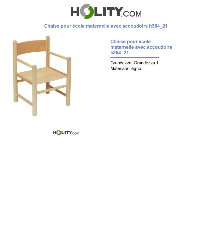 Chaise pour école maternelle avec accoudoirs h364_21