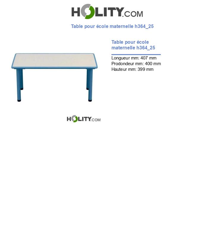 Table pour école maternelle h364_25
