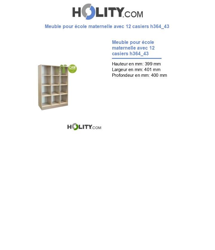 Meuble pour école maternelle avec 12 casiers h364_43