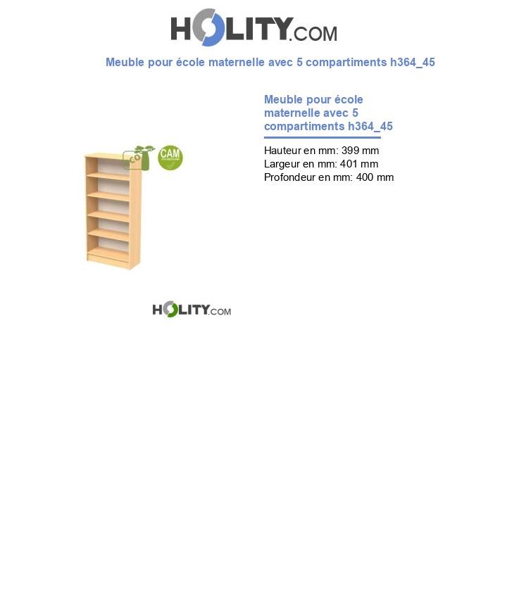 Meuble pour école maternelle avec 5 compartiments h364_45