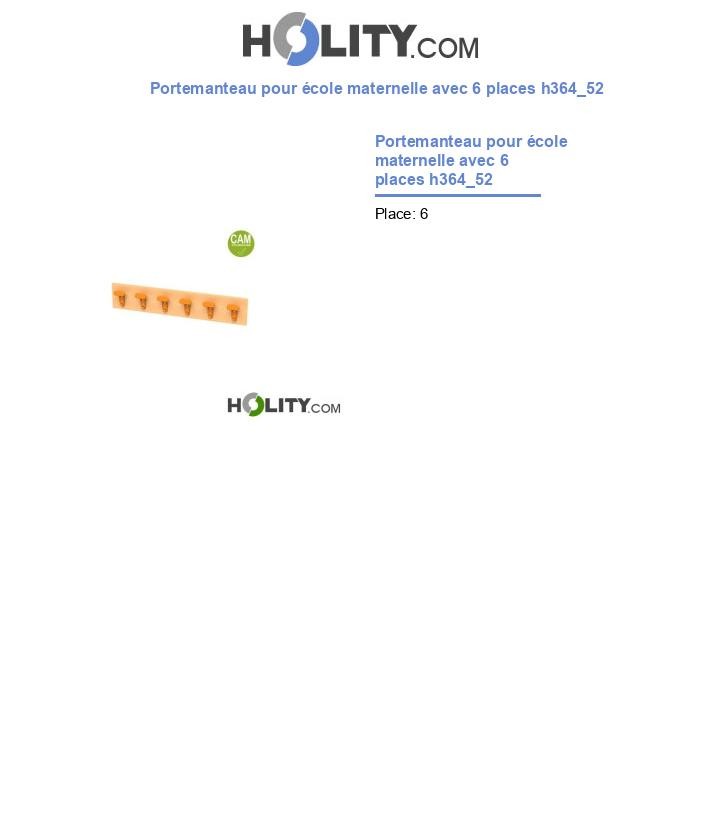 Portemanteau pour école maternelle avec 6 places h364_52