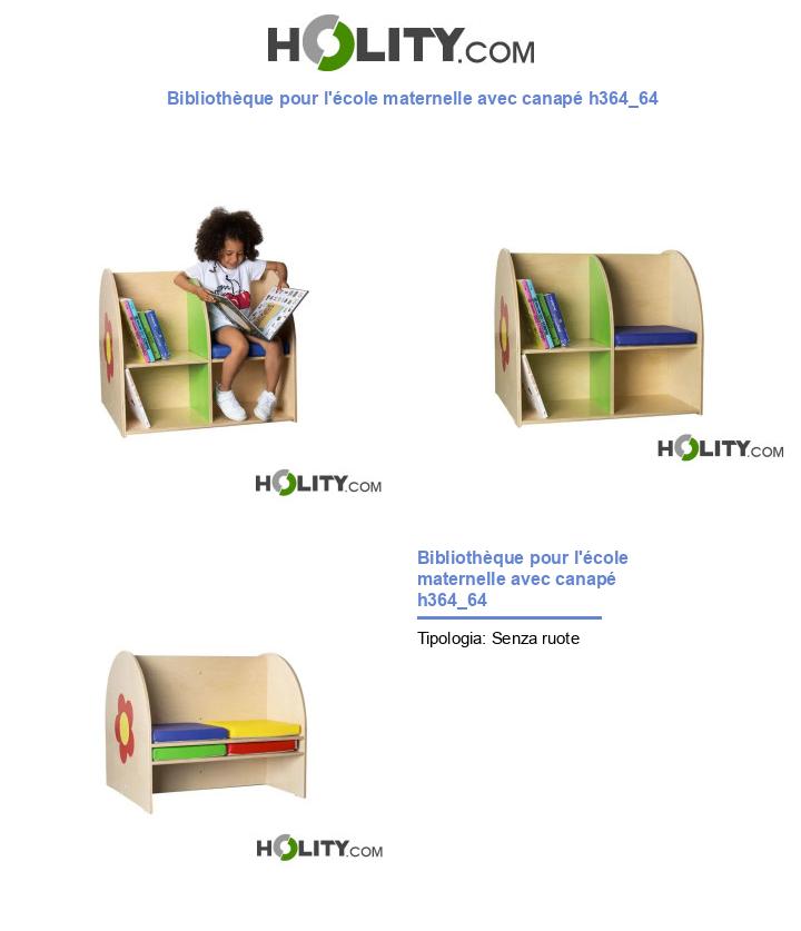 Bibliothèque pour l'école maternelle avec canapé h364_64