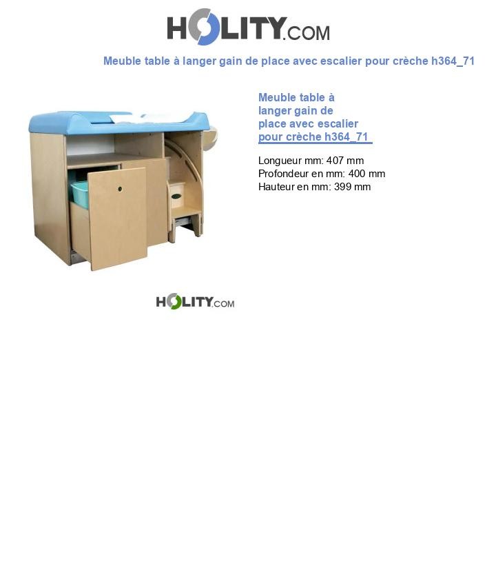 Meuble table à langer gain de place avec escalier pour crèche h364_71