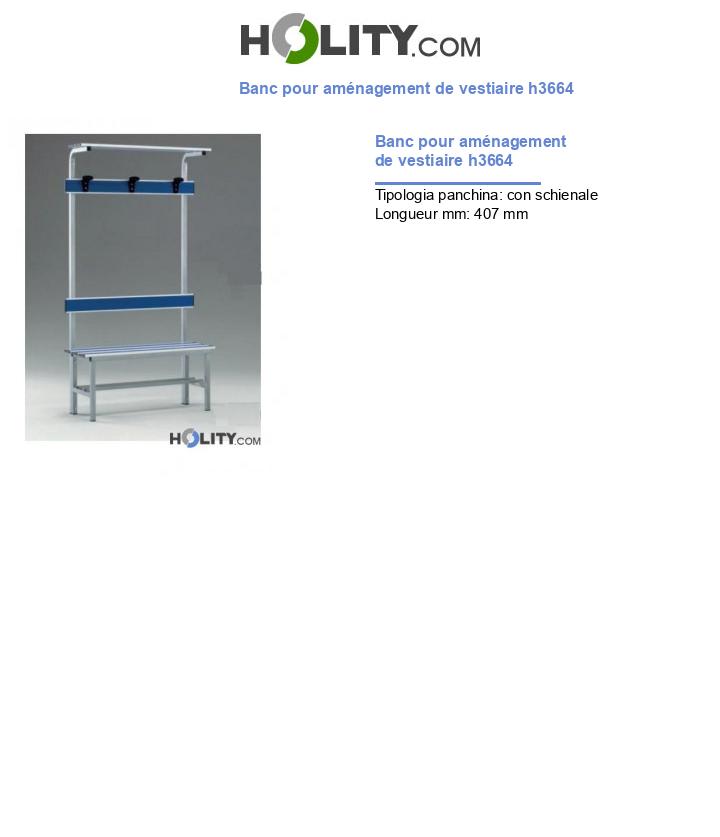 Banc pour aménagement de vestiaire h3664