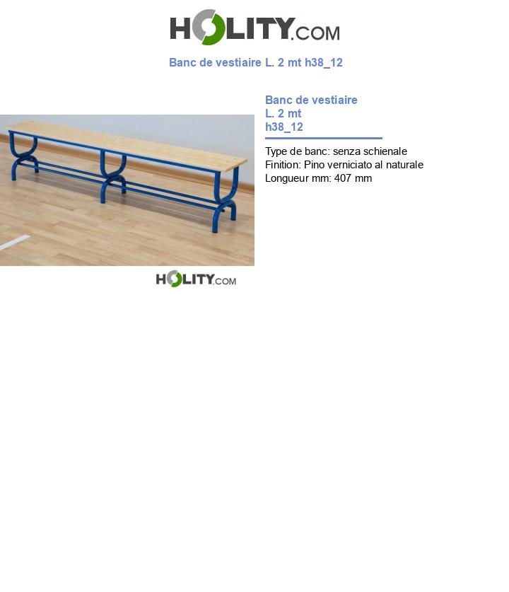 Banc de vestiaire L. 2 mt h38_12