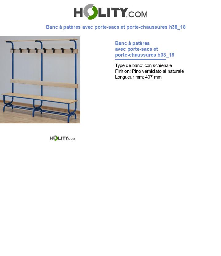 Banc à patères avec porte-sacs et porte-chaussures h38_18