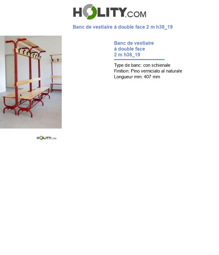 Banc de vestiaire à double face 2 m h38_19